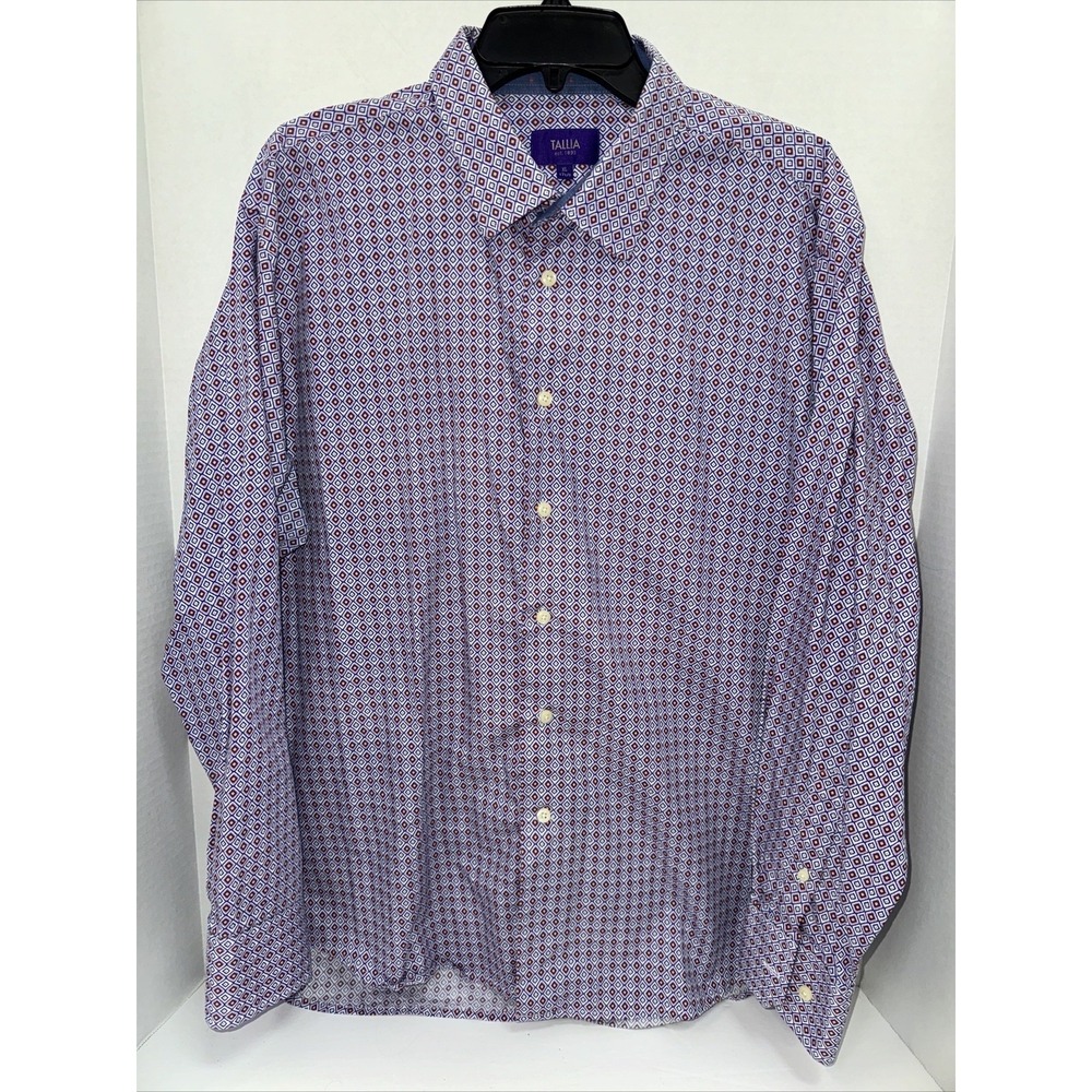 Tallia Shirt Men's Size XL 17.5 Purple Long Sleeve Button Up